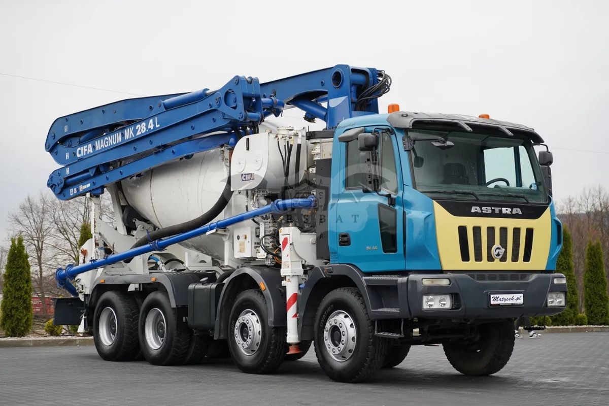 Astra Veicoli 84 44 / pompa betonieră / 8x4 / betonieră 9 m3 + pompa cifa magnum mk 28.4 l / radiocomandă / test udt nou 2007